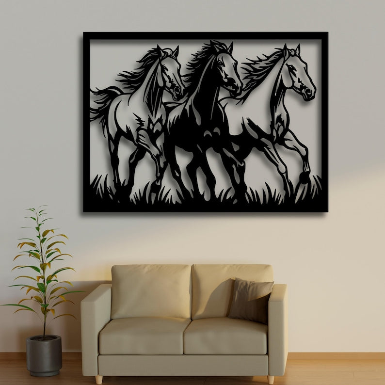 Running Wild Horses Metal Wall Art