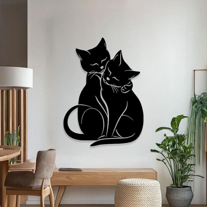 Cuddling Cats Metal Wall Art