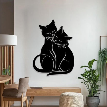 Cuddling Cats Metal Wall Art