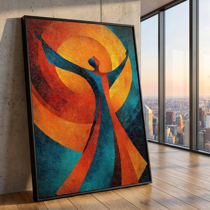 Vibrant Abstract Figure Canvas Wall Art