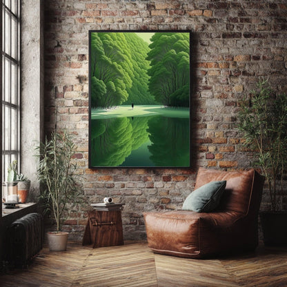 Forest Green Trees Reflection Canvas Wall Art Frame