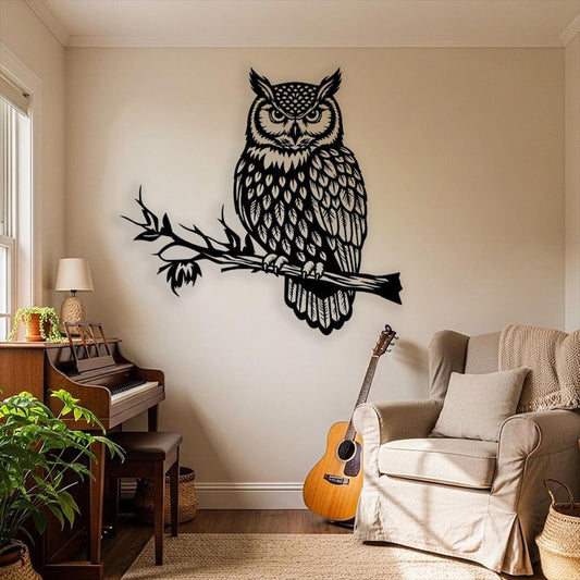 Owl Branch Metal Wall Art
