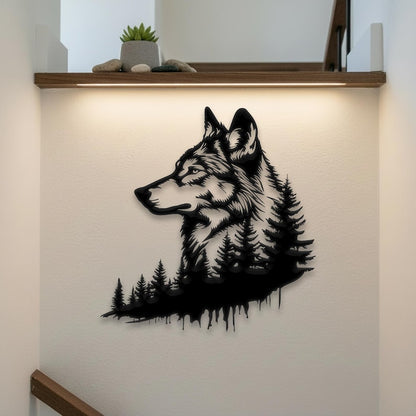 Modern Wolf Forest Metal Wall Art