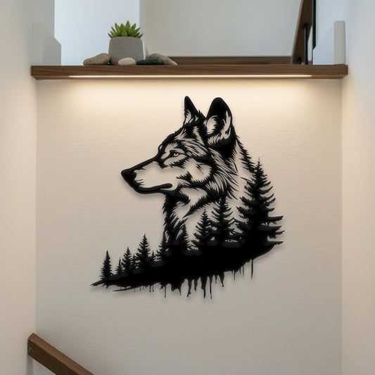 Modern Wolf Forest Metal Wall Art