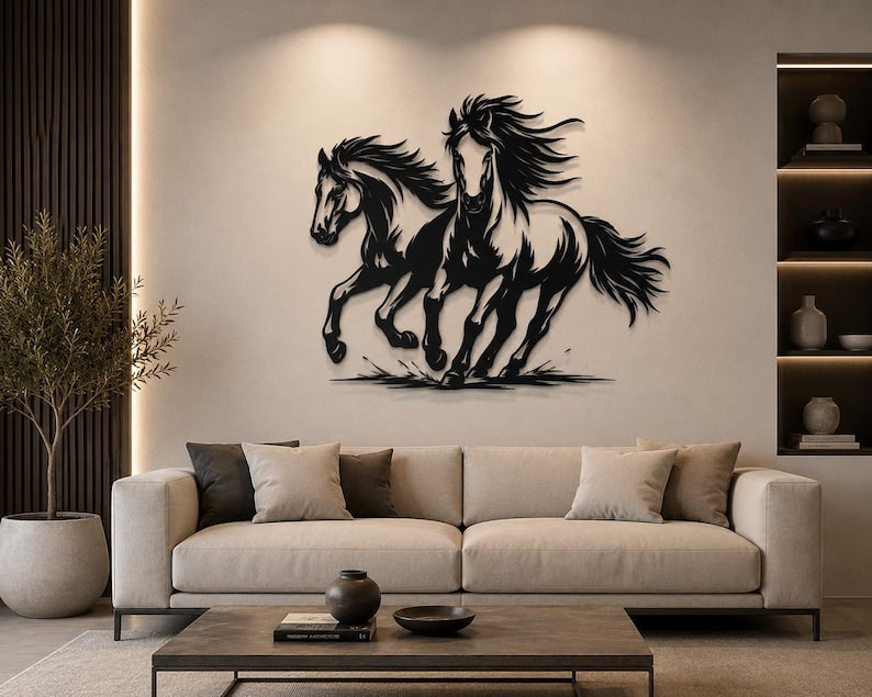 Running Horses Metal Wall Art