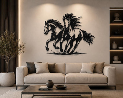 Running Horses Metal Wall Art