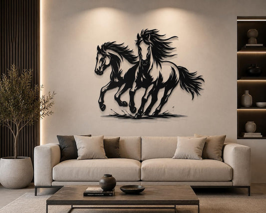 Running Horses Metal Wall Art