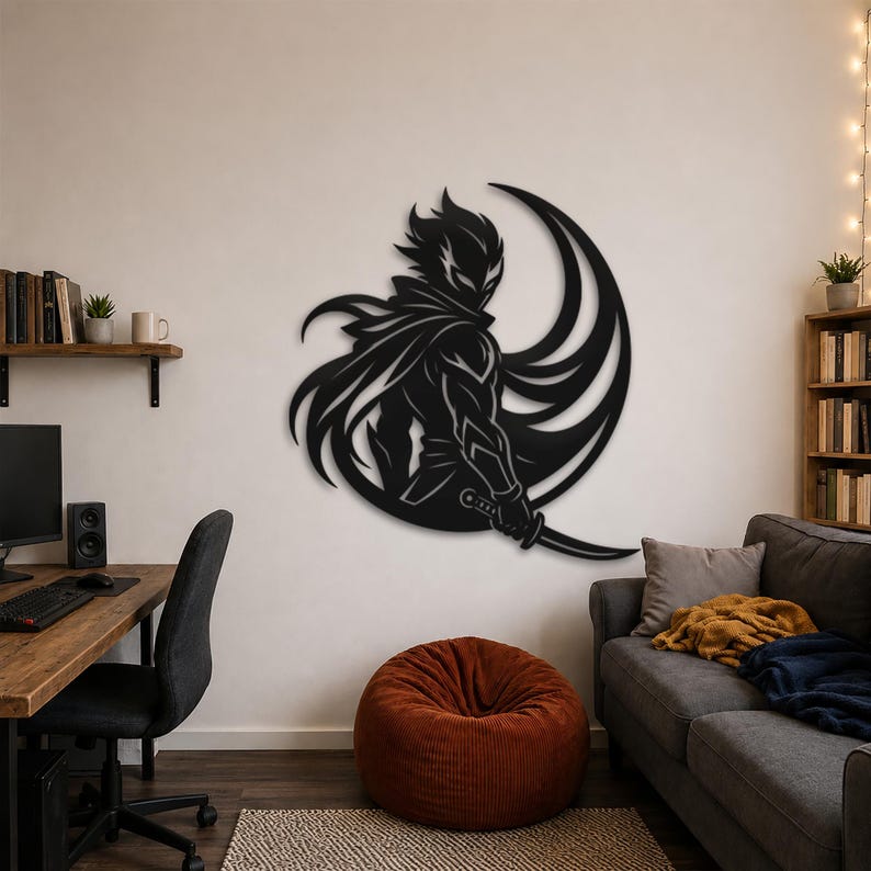 Anime Dark Warrior Metal Wall Art