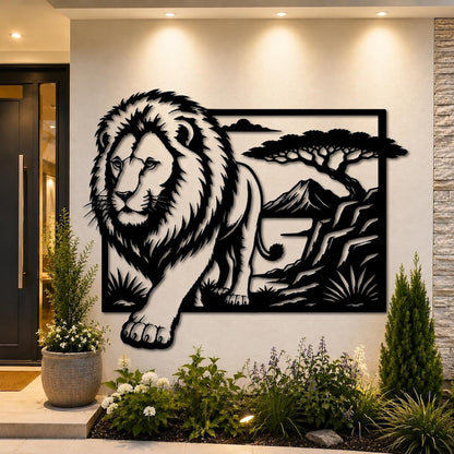 African Lion Metal Wall Art