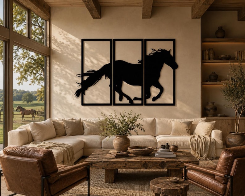 Running Horse Metal Wall Art | Set of 3