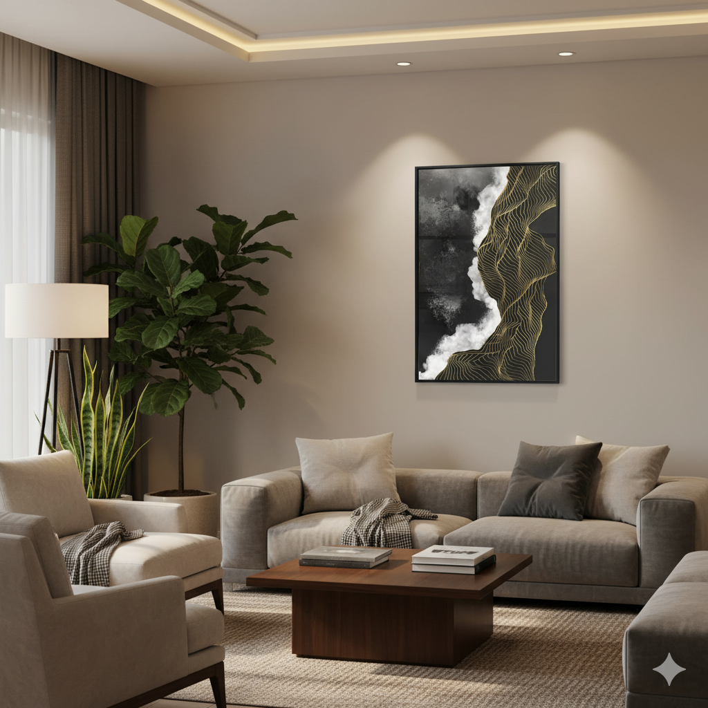 Modern Abstract Gold Geometric Line | Wall Art