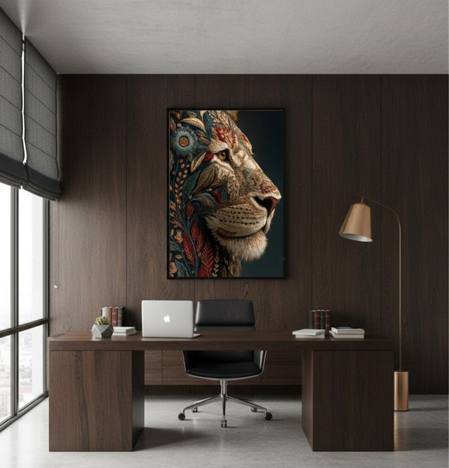 Majestic Bloom Lion Single Wall art