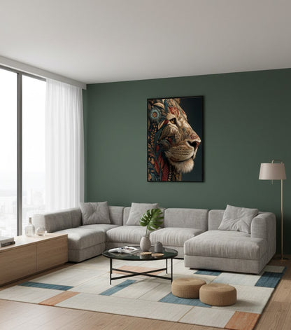 Majestic Bloom Lion Single Wall art